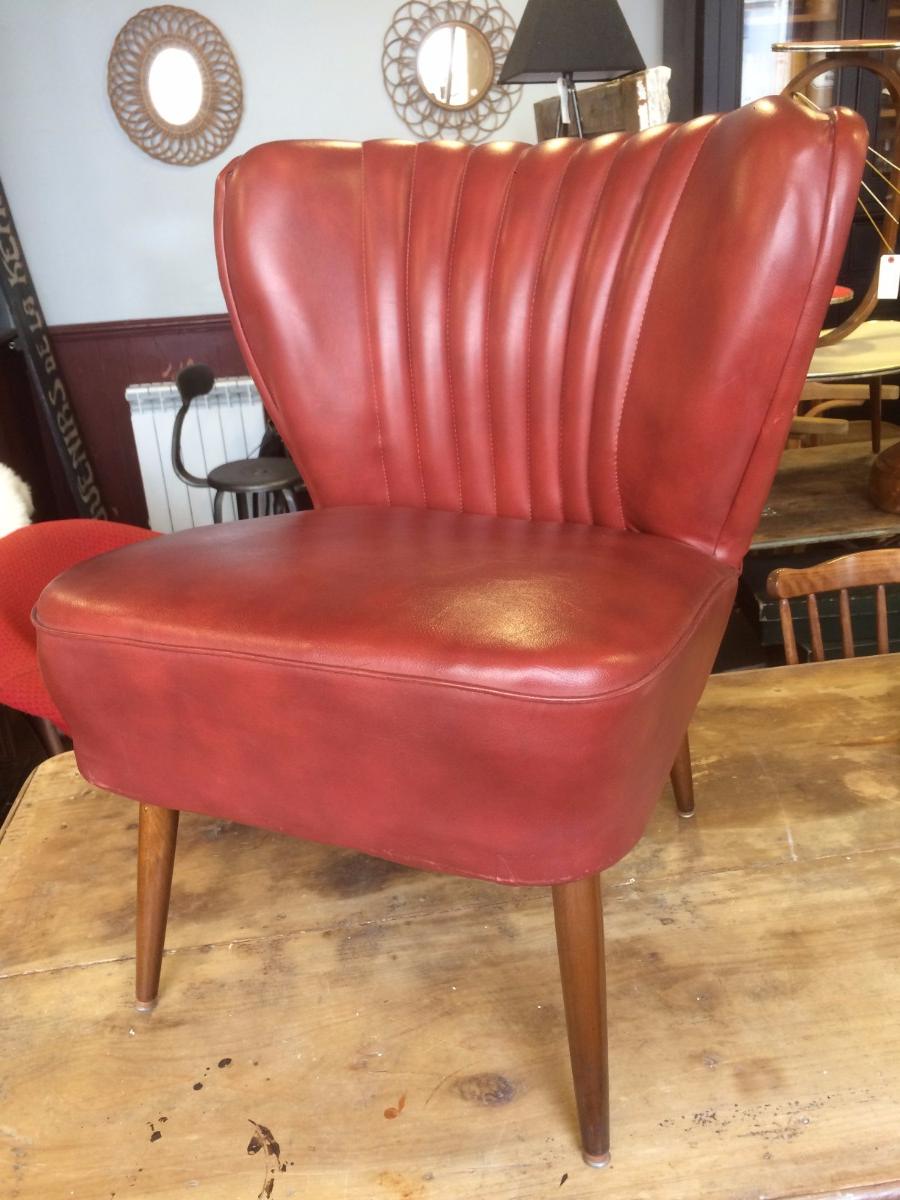 Fauteuil cocktail vintage en skai