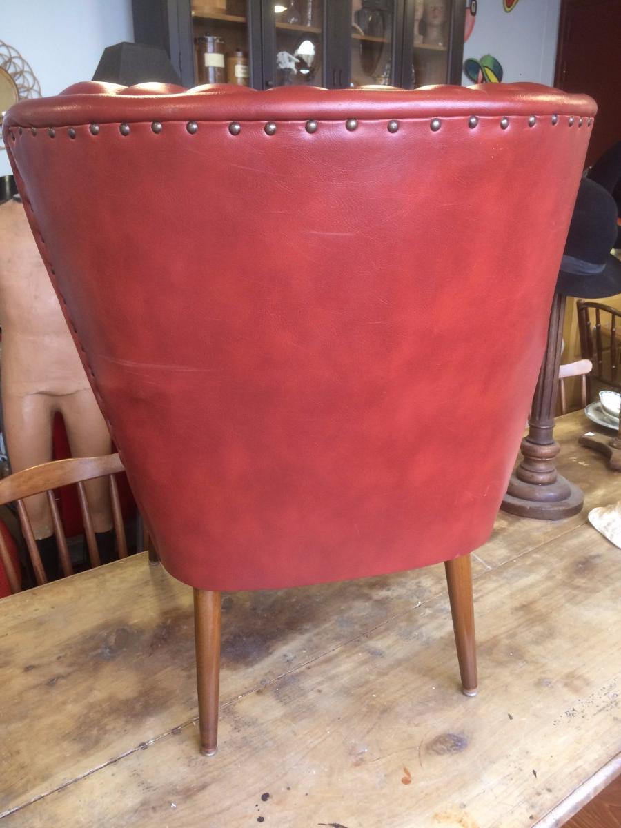 Fauteuil cocktail vintage en skai