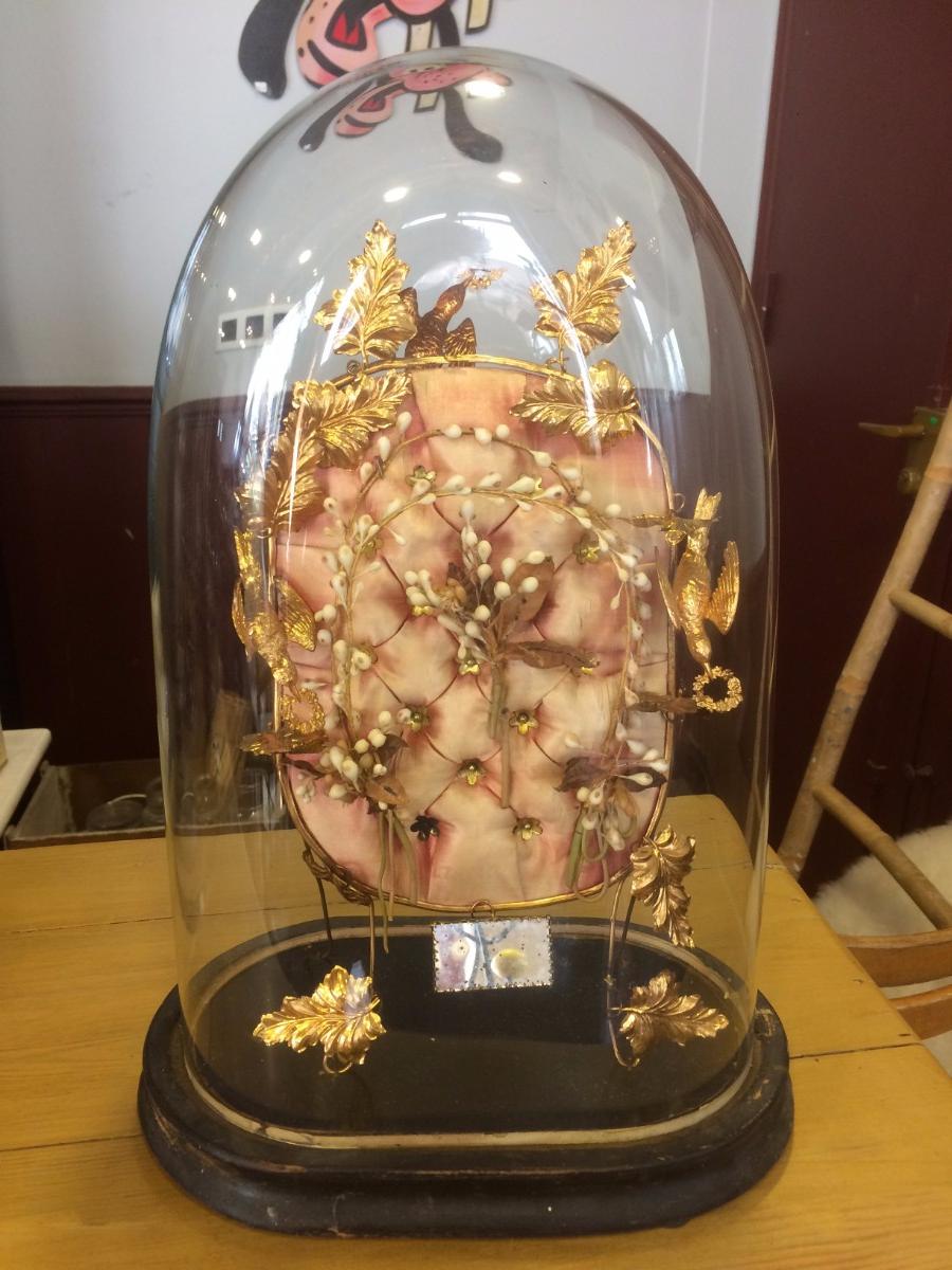 Globe de mariée Napoléeon III et son coussin en soie