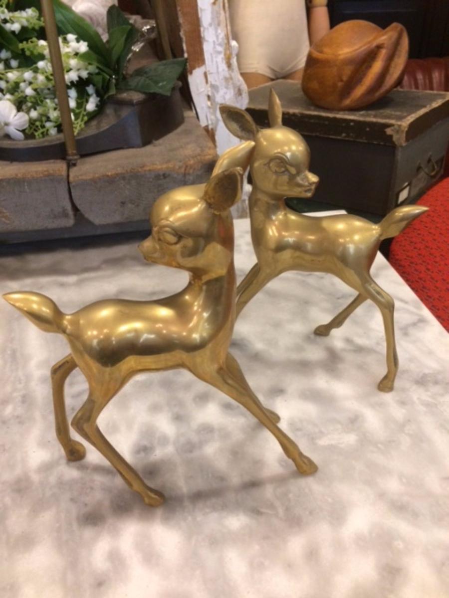 Paire de faon en laiton vintage