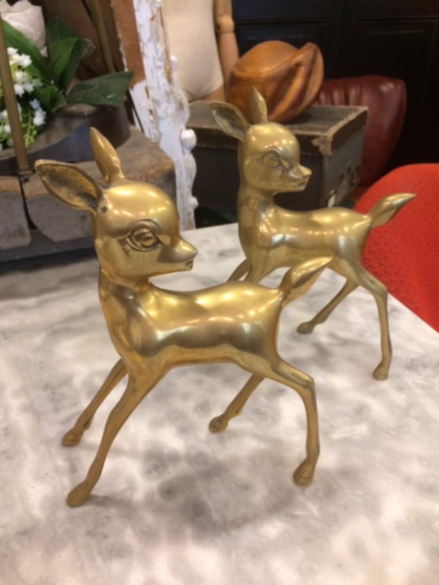 Paire de faon en laiton vintage