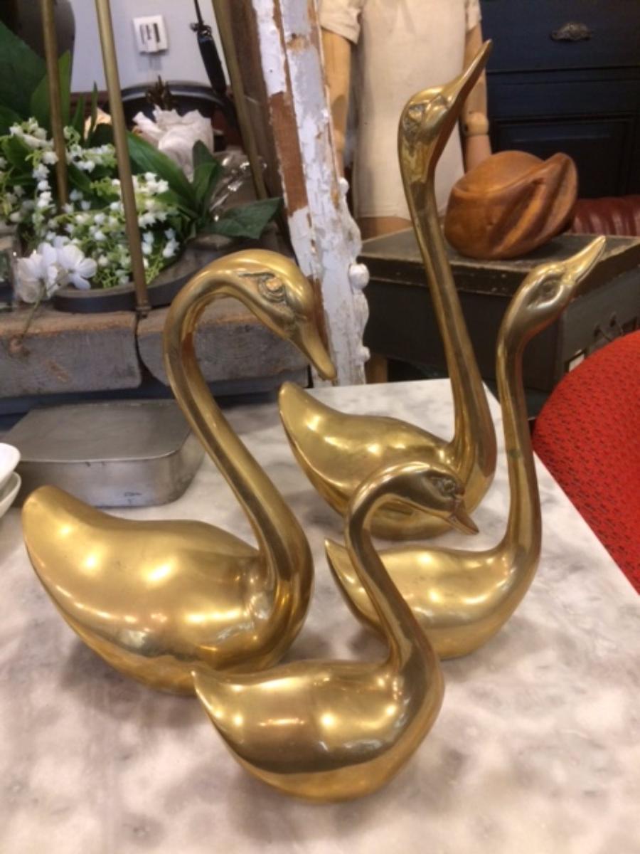 Cygnes en laiton vintage