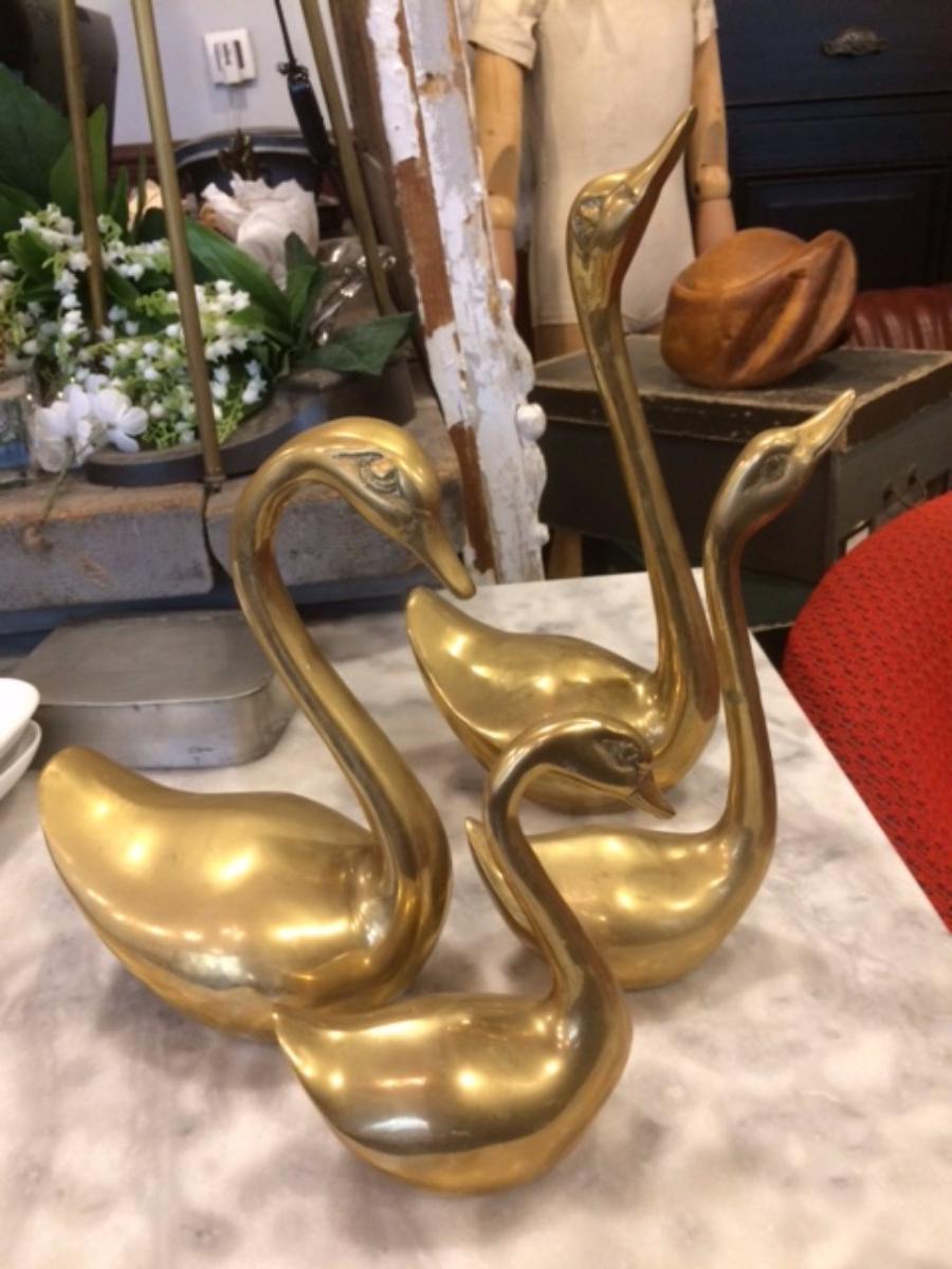 Cygnes en laiton vintage