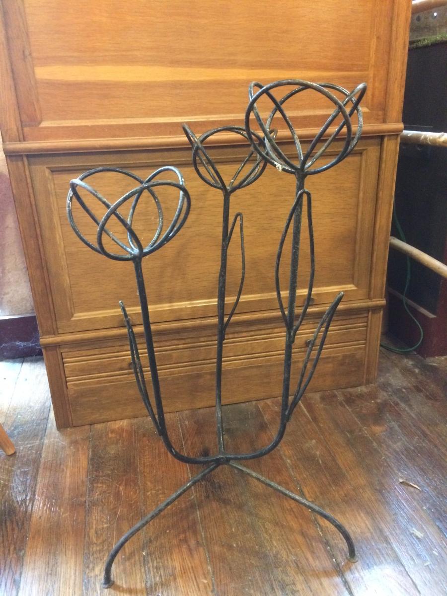 Porte plante en métal vintage