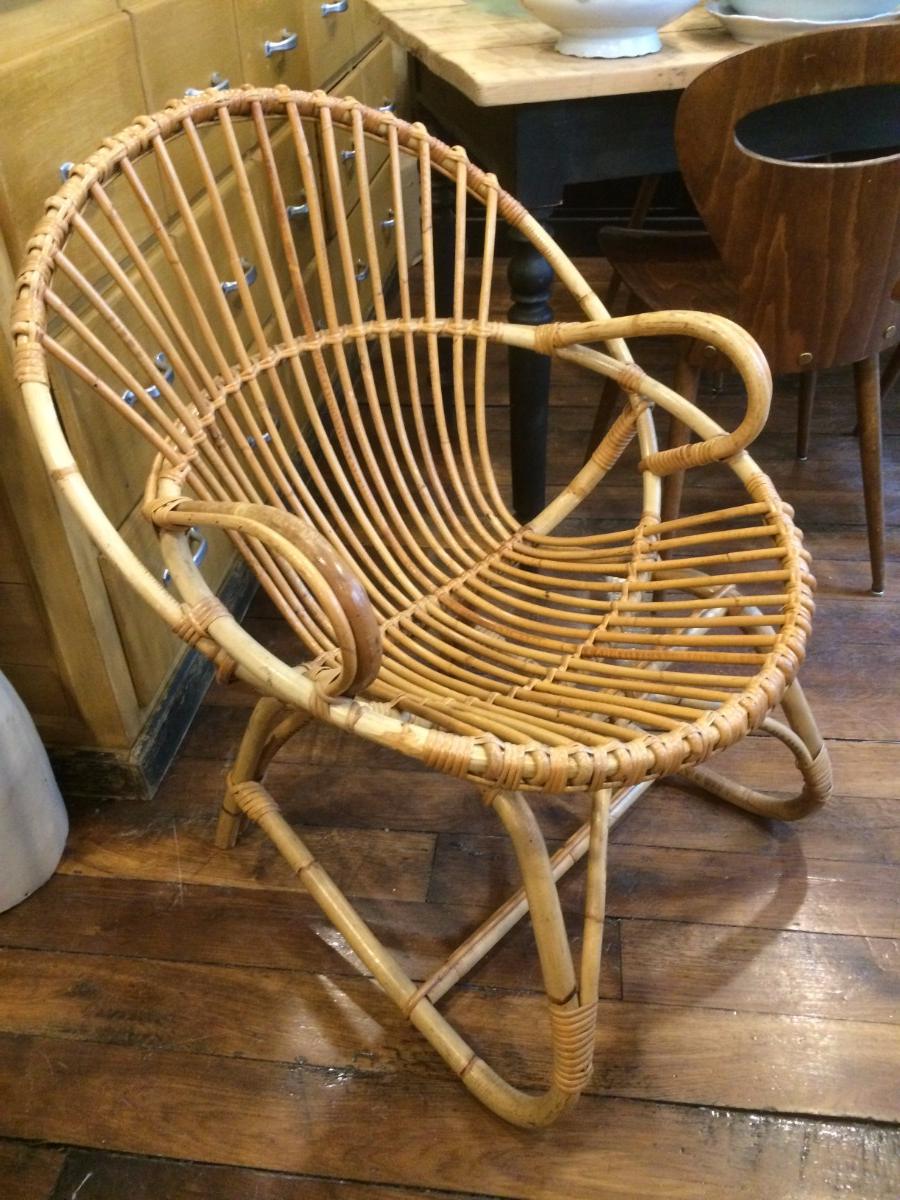 Paire de fauteuil en rotin vintage