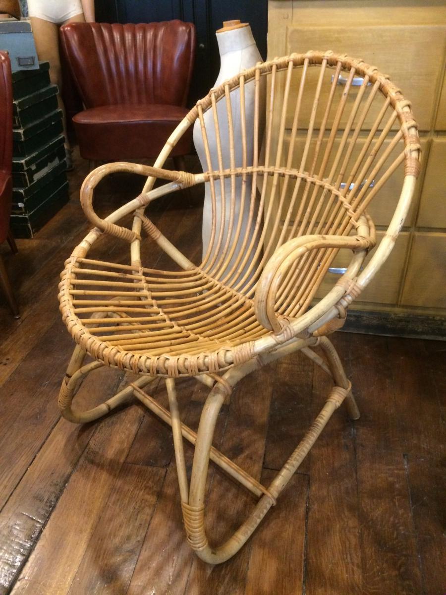 Paire de fauteuil en rotin vintage