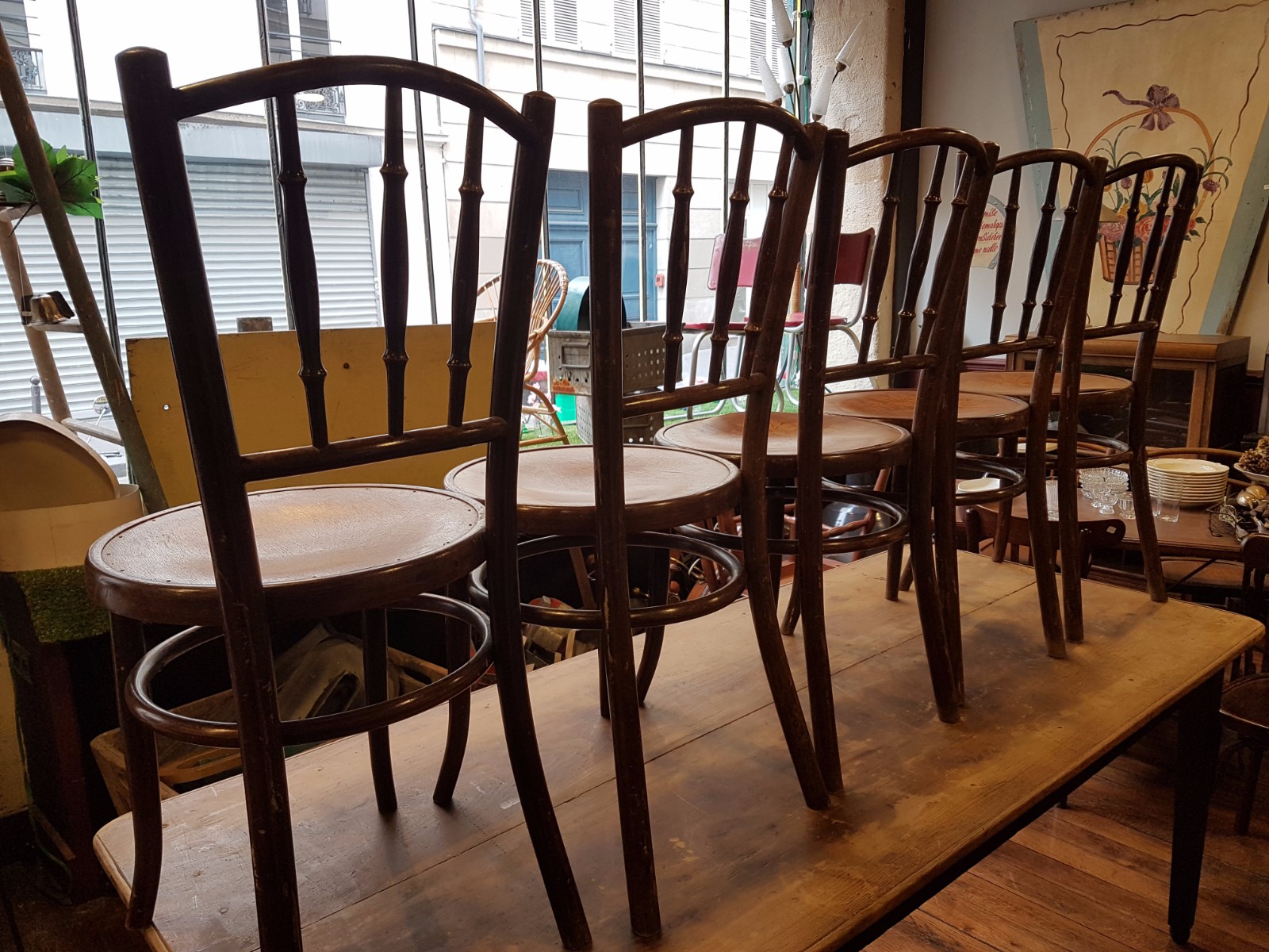  5 Chaises de bistrot Fishel en bois