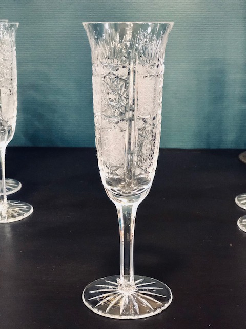 6 flûtes à champagne cristal de bohème