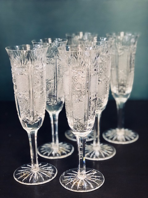 6 flûtes à champagne cristal de bohème