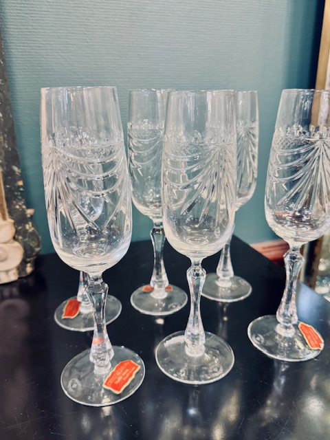 6 flûtes à champagne cristal de la Cristallerie de Lorraine