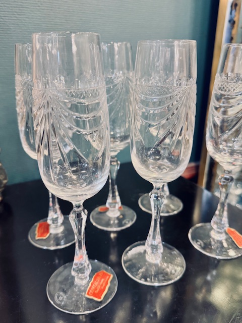 6 flûtes à champagne cristal de la Cristallerie de Lorraine
