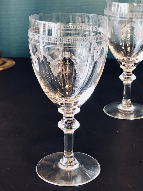 6 grands verres à eau cristal de Baccarat à ressauts