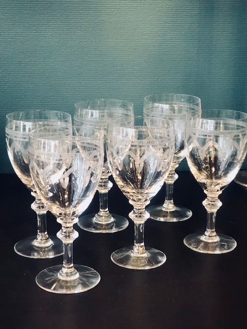 6 grands verres à eau cristal de Baccarat à ressauts