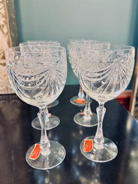 6 grands verres à eau  en cristal Cristallerie de Lorraine