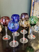 6 grands verres à vin d'Alsace couleurs en cristal