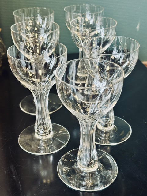 7 coupes champenoises à jambe creuse cristal