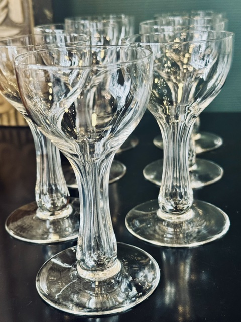 7 coupes champenoises à jambe creuse cristal