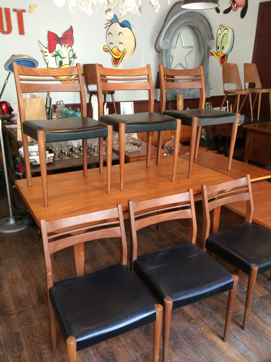 6 chaises scandinaves vintage année 60