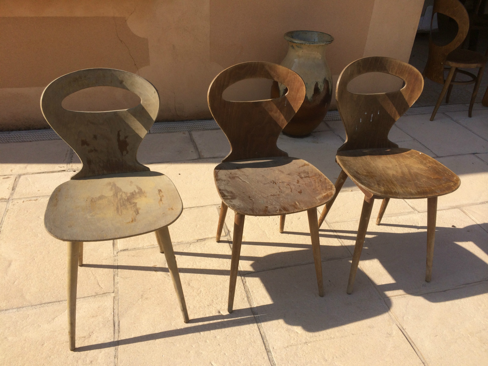 Série de 3 chaises Baumann hêtre noyer clair