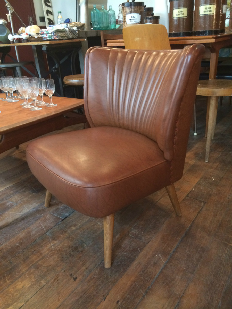 Fauteuil cocktail en skai vintage