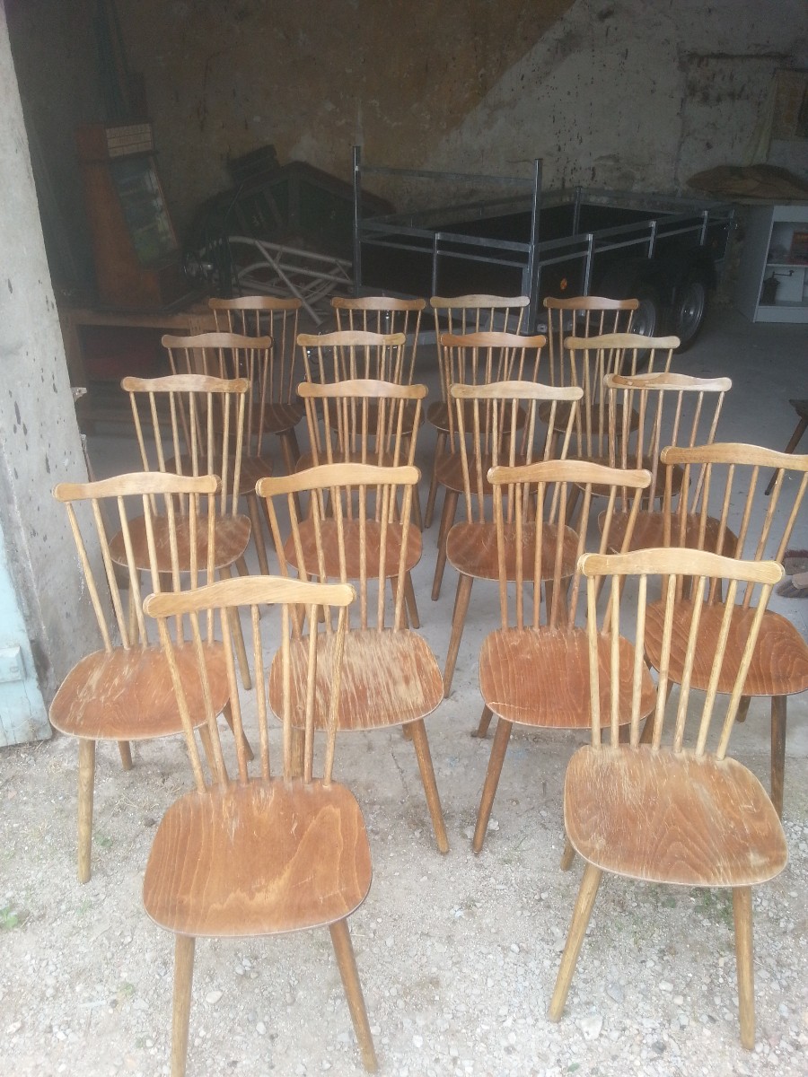 Lot de chaises de café Baumann à barreaux