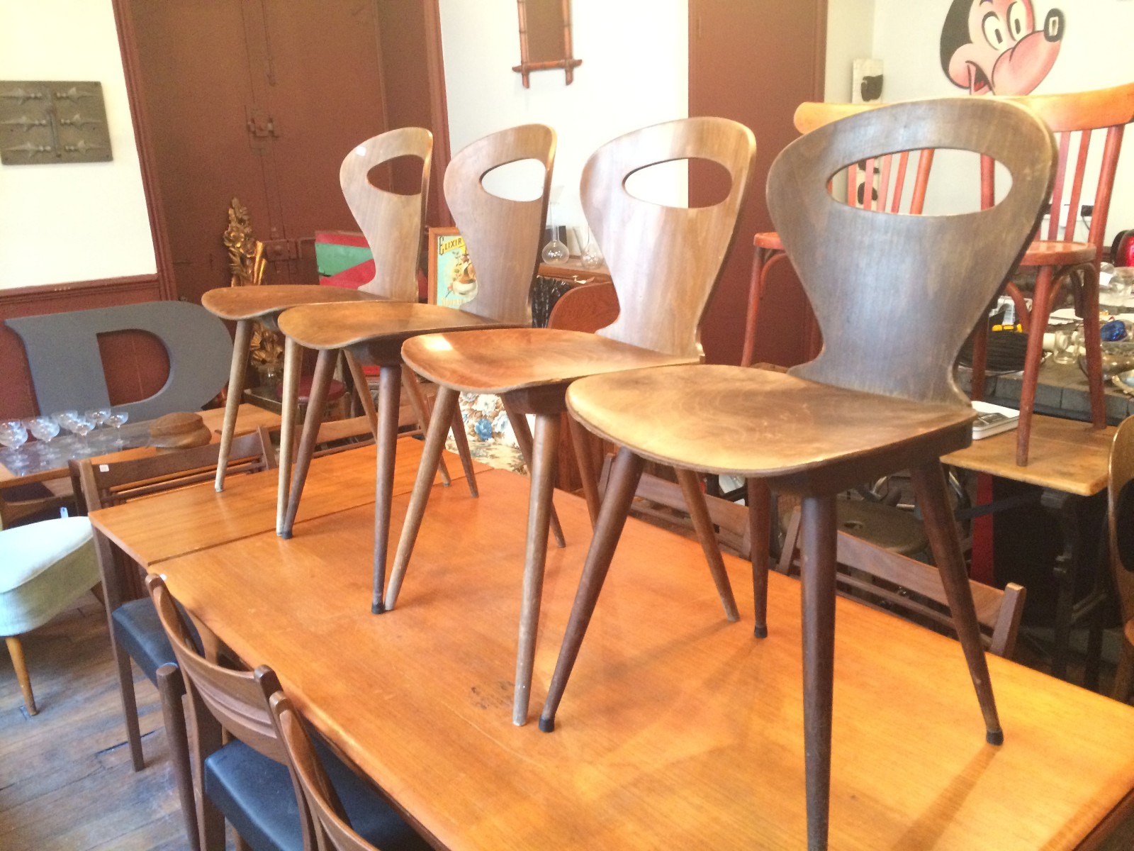Série de 4 chaises de café Baumann