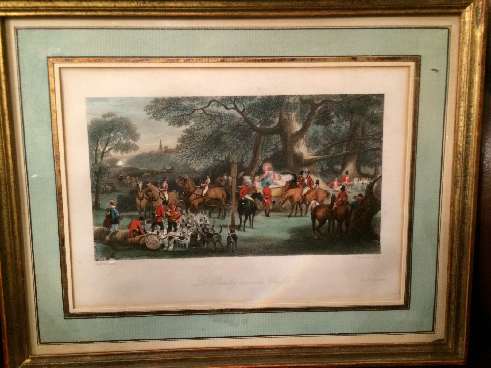 Série de 3 gravures réhaussées signées Eugène Lami