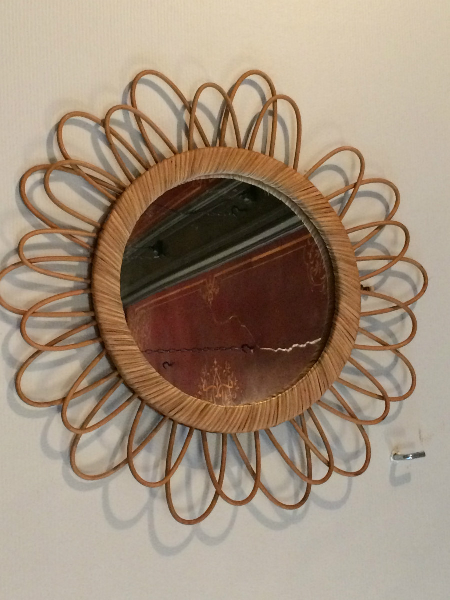 Miroir soleil en rotin