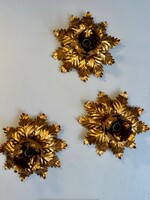 Appliques fleurs en métal doré vintage