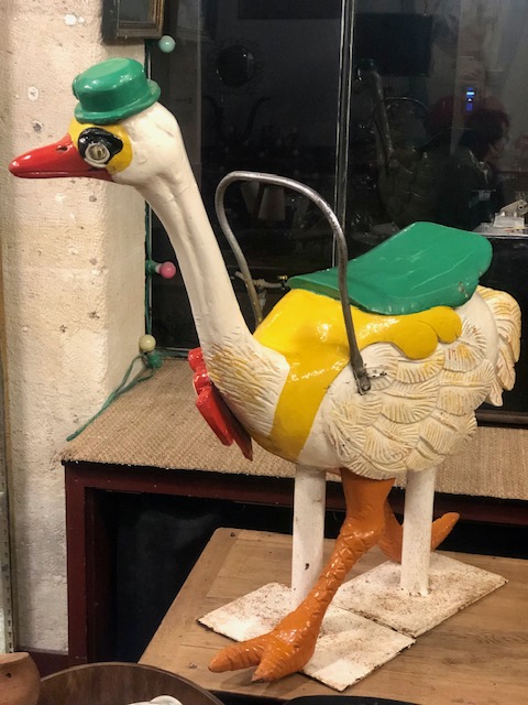 Autruche de manège en bois sculpté 1950