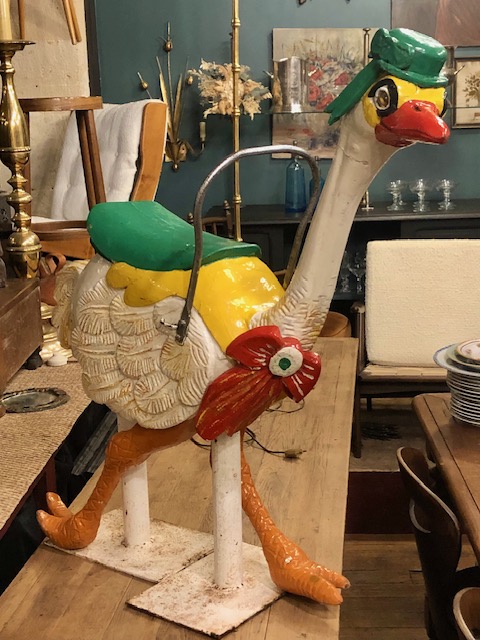 Autruche de manège en bois sculpté 1950