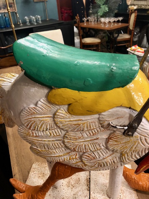 Autruche de manège en bois sculpté 1950