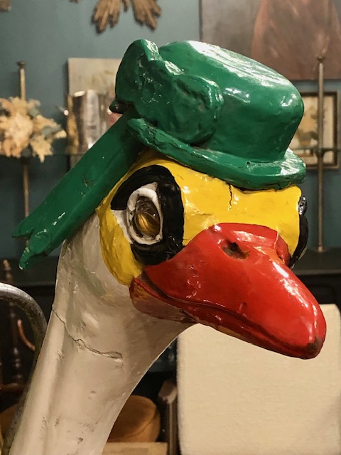 Autruche de manège en bois sculpté 1950