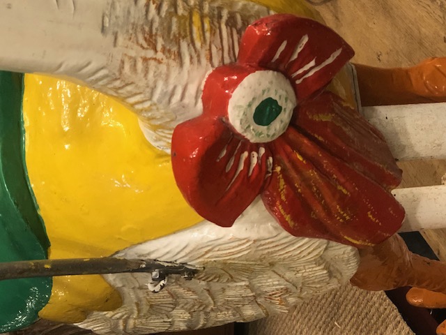 Autruche de manège en bois sculpté 1950