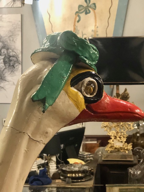 Autruche de manège en bois sculpté 1950