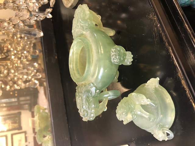 Boite chinoise en pierre de jadeite verte