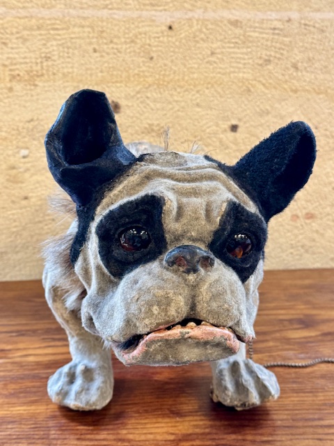 Chien bouledogue aboyant papier maché 19ème