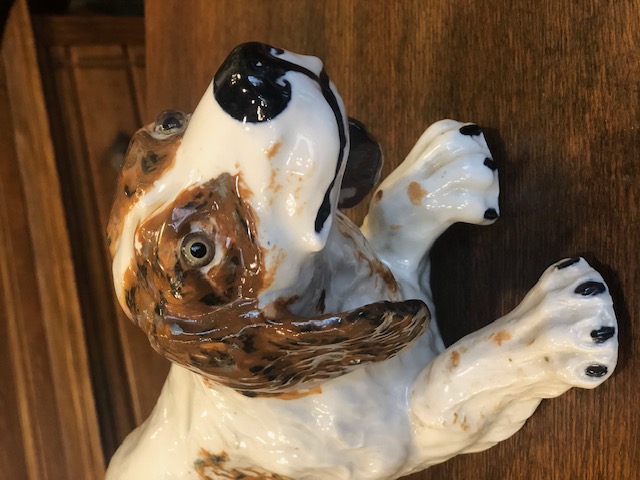 Chien en céramique vintage yeux en verre