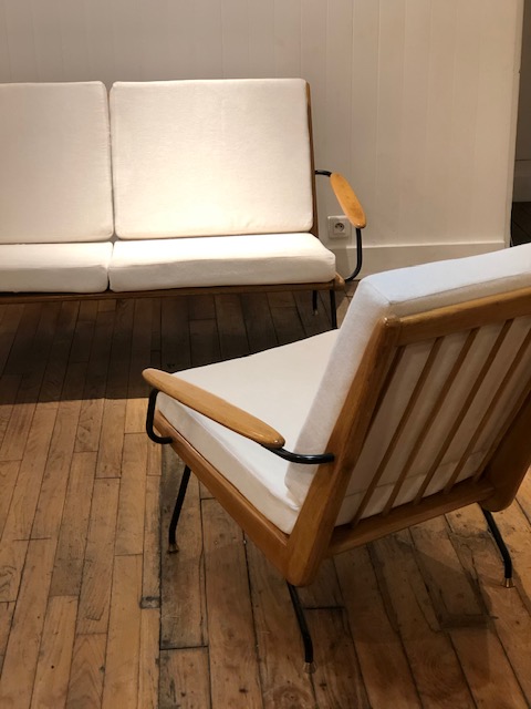 Ensemble canapé Boomerang fauteuil Hans Mitzalff