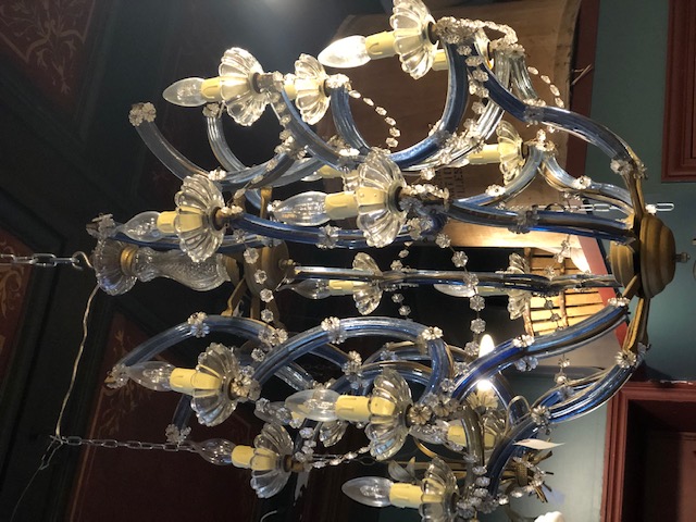 Grand lustre 16 lumieres en verre