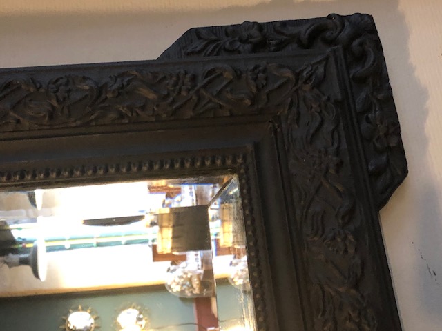 Grand miroir biseauté cadre bois sculpté