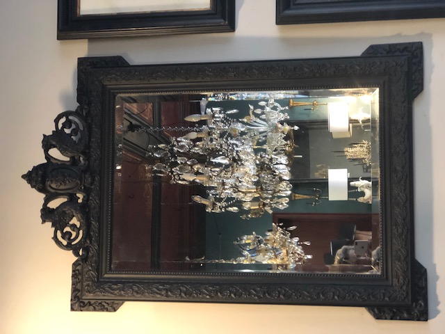 Grand miroir biseauté cadre bois sculpté