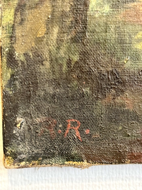 Huile sur toile la maison au bout du jardin vers 1920