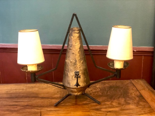 Lampe brutaliste double signée Max Bre
