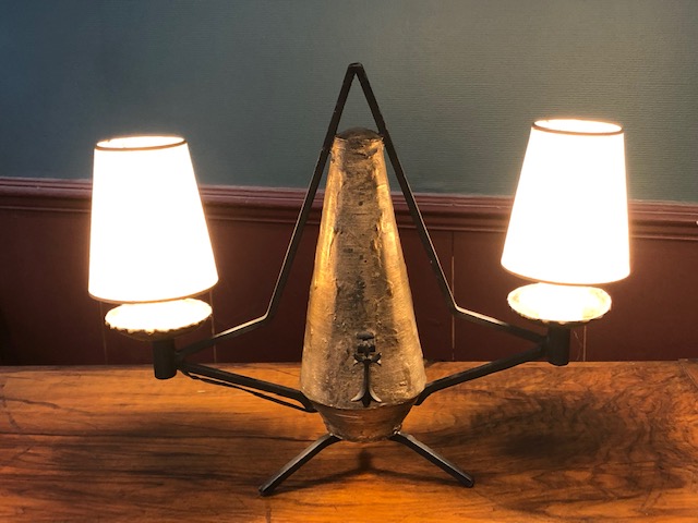 Lampe brutaliste double signée Max Bre