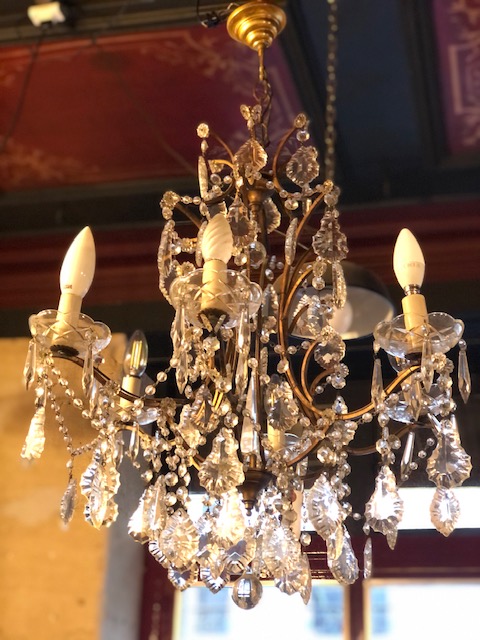 Lustre à pampilles de verre 6 lumières