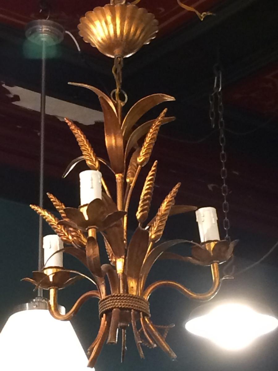 Lustre épis en métal doré 