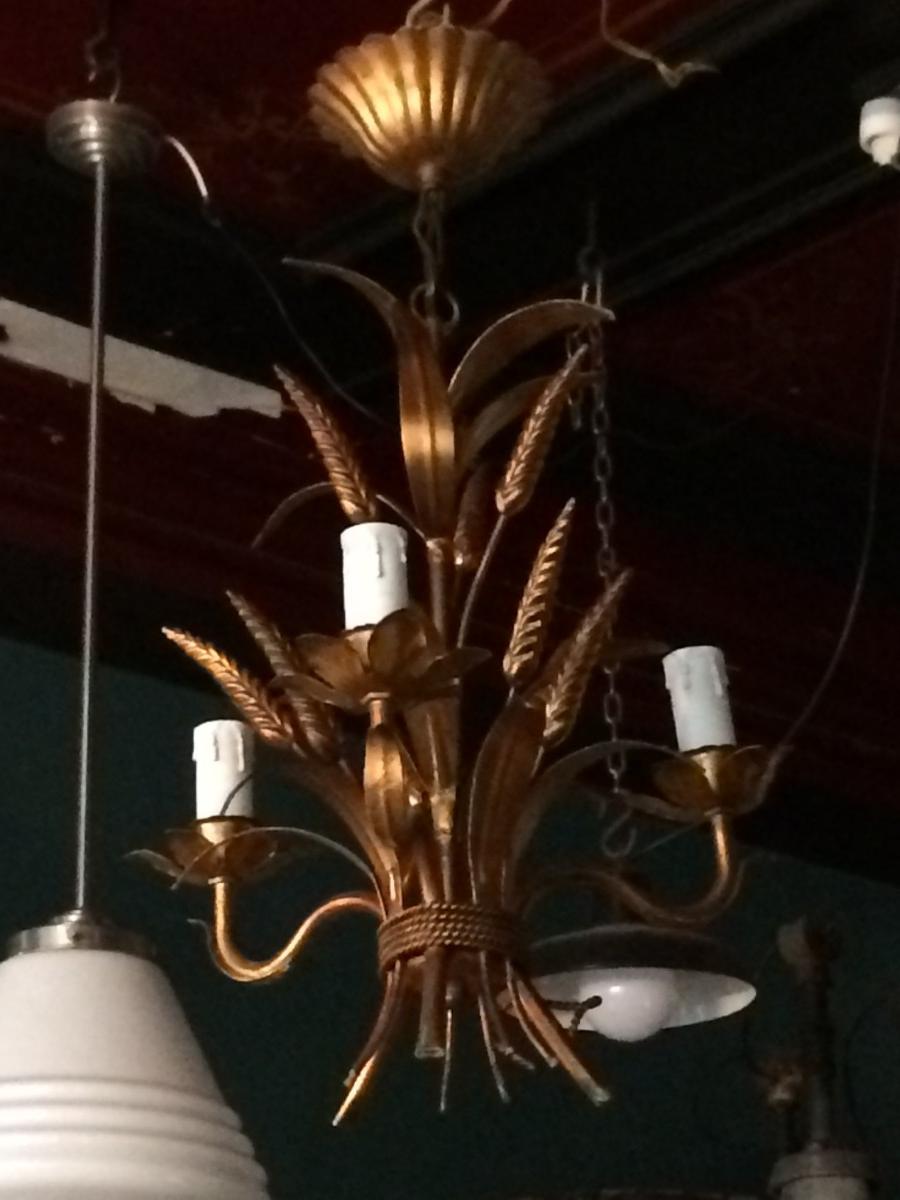 Lustre épis en métal doré 