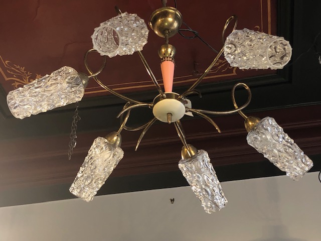 Lustre vintage en laiton et verre
