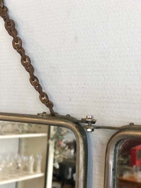 Miroir de barbier triptyque ancien